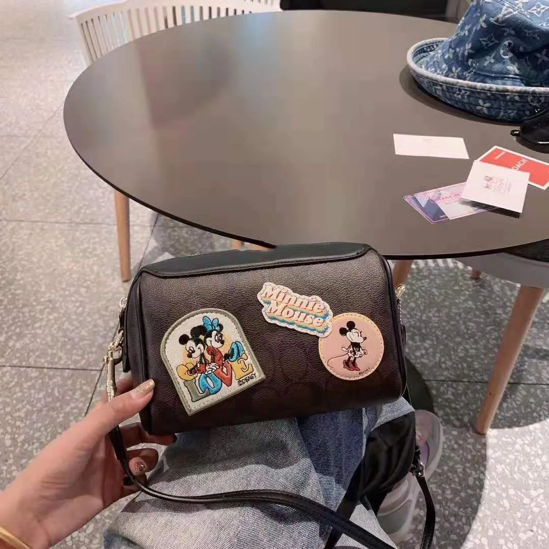 Disney Микки Маус Женская сумка через плечо женские сумки из натуральной кожи с героем мультика Минни сумка для покупок женские подарочный пакет