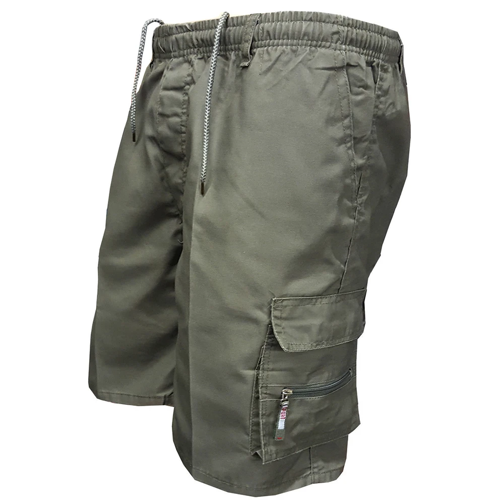 

Men Cargo Pants Shorts Casual Mid Waist Drawstring Male Shorts With Pockets Summer Solid Loose Trousers For Man Streetwear D30