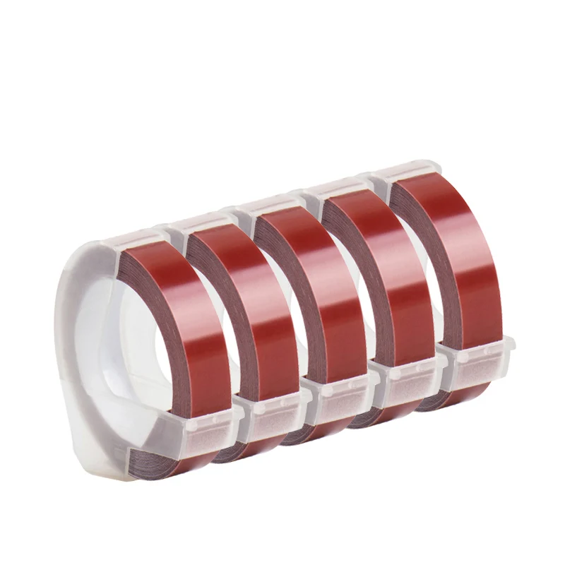 Этикетка cidy 5 шт Многоцветный Dymo 3D 6/9/12 мм тиснение запечатанных лент совместимый с Dymo 1610/12965/1540/1880 для Motex E101 этикетка производители - Цвет: Maroon red color