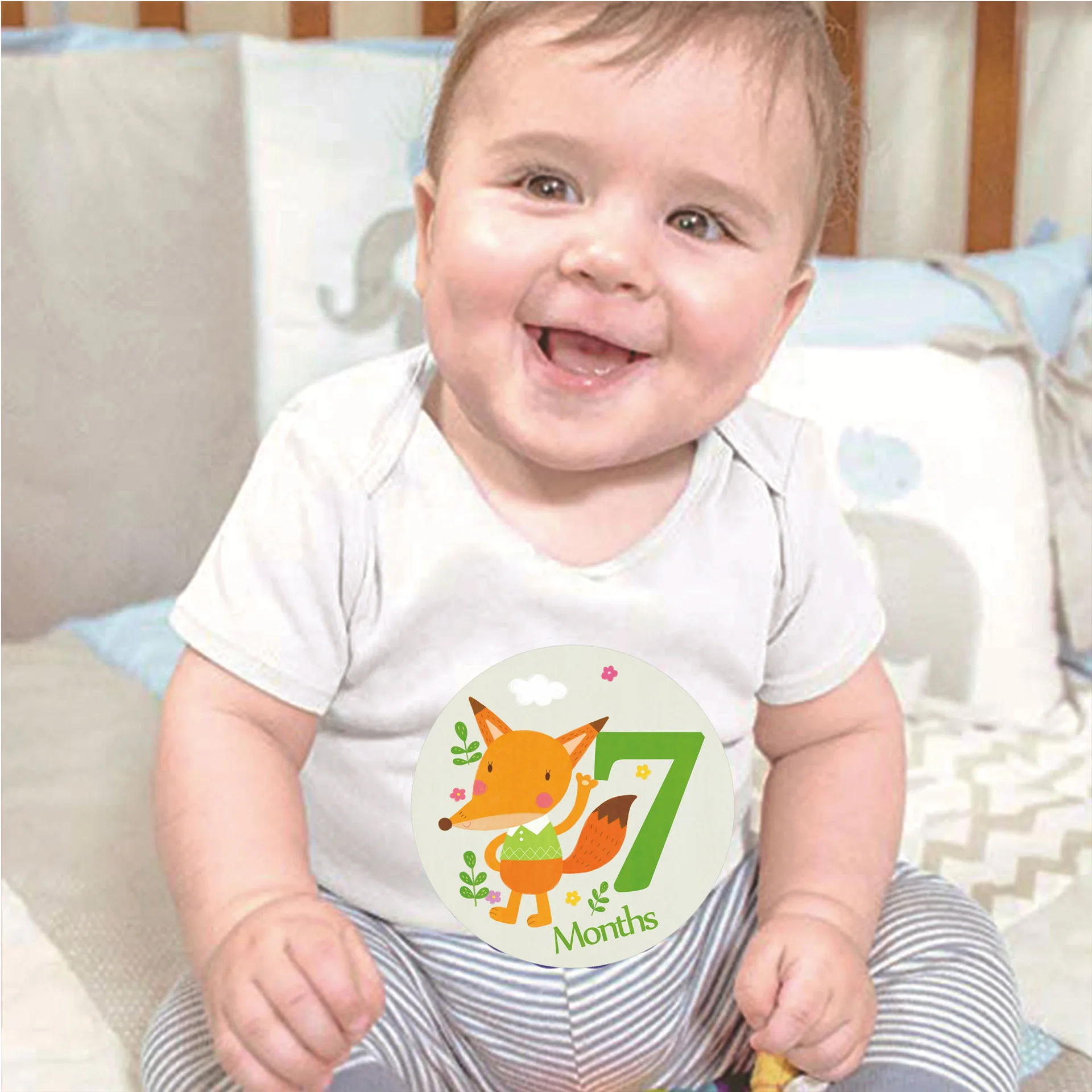 12pcs/set Month Sticker Baby Photography Stickers Newborn Monthly Milestone Memorial Baby Photos Cards Props Accessories