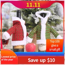 Рождественское украшение для домашнего свитера, наборы бутылок, одежда для бутылок, наряды Санта Клауса, снеговика, кухонные аксессуары# B