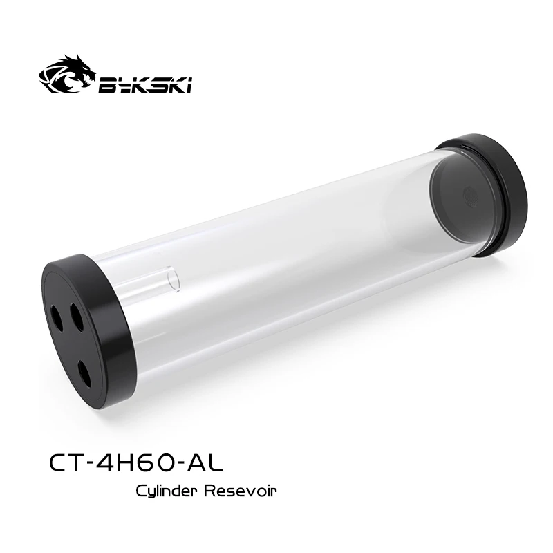 Bykski Ct4h60-al 60 mm pc Tanque de Reservatórios de Cilindro de Refrigeração de Água Corpo Acrílico de Alumínio Preto 60 mm Diâmetro 80 130 180 240 mm - Imagem 3