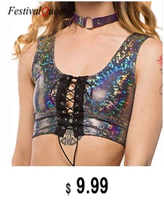 FestivalQueen блестящие голографические Топы металлического цвета, сексуальные тонкие топы с открытой спиной, Холтер, уличная одежда, укороченный Топ для женщин