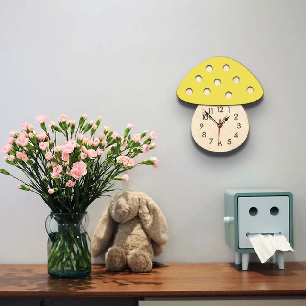 

Nordic Style Hedgehog Wall Clock Silent Wooden Clock for Home Living Room Baby Room Children Home Decoration for Living Room