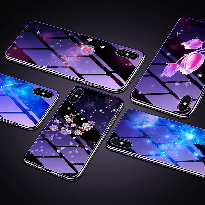 

3D Flower Glass Case for Huawei P30 Lite Mate 10 20X P Smart Plus Y6 pro Y9 2019 Honor 9 20 10 Lite V9 V8 8A 8X Max 20i 8C Cover