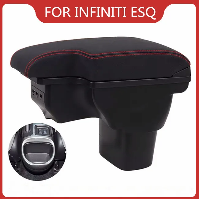 

USB CHARGE CAR ARMREST FOR INFINITI ESQ 2014+ Car Accessories Console Box Center Arm Rest With Cup Holder Ashtray Storage Box