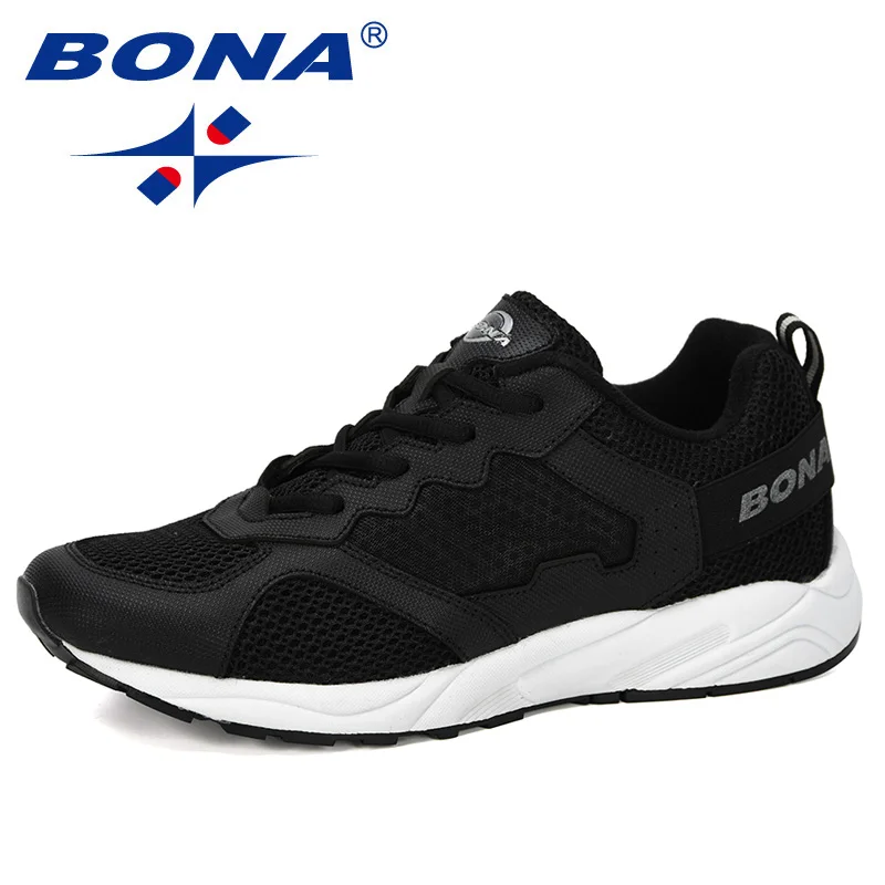 BONA/Новое поступление года; Вулканизированная обувь; Мужские дышащие кроссовки; Повседневная Нескользящая Мужская износостойкая обувь на шнуровке; Tenis Masculino - Цвет: Black silver gray