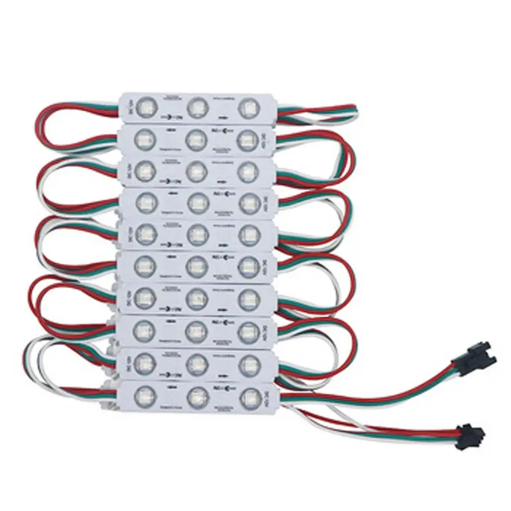 100개 DC12V WS 2811 LED 픽셀 모듈 러닝 RGB IC 프로그래밍 가능 드림 컬러 3LED SMD 5050 방수 스트링당 20개