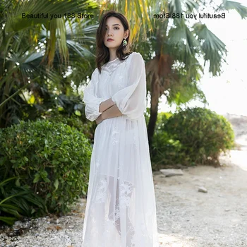 

Super dress women's fairy Lace long dress sexy backless beach dress for seaside vacation