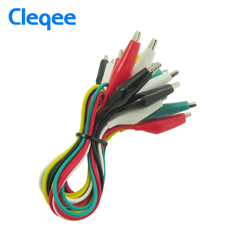 Cleqee P1025 10 шт. двойные зажимы типа крокодил электрические DIY Тестовые провода двухсторонние зажимы типа крокодил зажим тестовая Перемычка провода