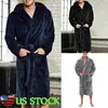 Fashion Casual Mens Bathrobes Flannel Robe V Neck Long Sleeve Couple Men Woman Robe Plush Shawl Kimono Warm Male Bathrobe Coat ► Photo 1/6