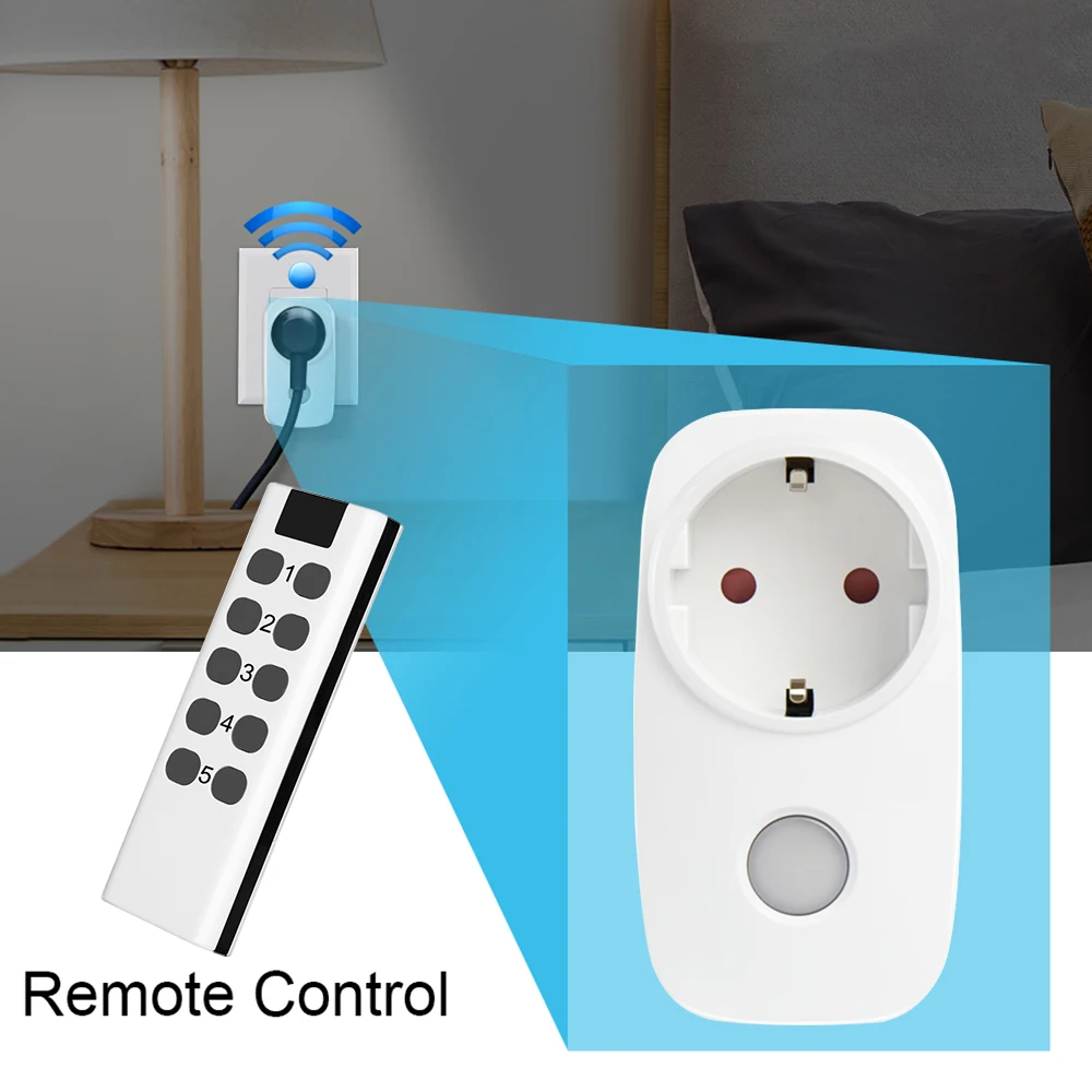Home Assistant EU French Socket Smart Plug 433Mhz Universal Remote Control Controller RF Switch 16A Programmable Light Outlets 6