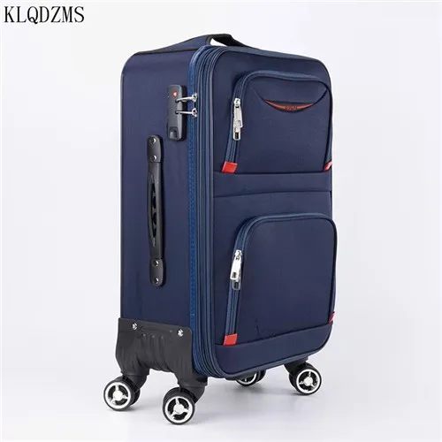 Navy blue KLQDZMS 2" 22" 2" 26" 28 дюймов водонепроницаемый Оксфордский чемодан на колесиках для переноски чемодан на колесиках для женщин и мужчин чемодан для путешествий с колесиком - Цвет: Navy blue