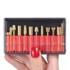 12PCS Professional Nail Drill Bits Set Electric Nail File Carbide Bit Silver Gold Nail Art Tools 3/32'' with Storage Case Holder 6