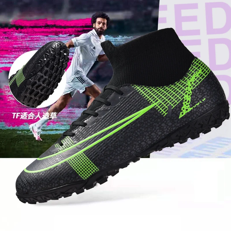 Zapatos de fútbol Unisex, botines largos con pinchos, botas de fútbol FG exteriores, tacos de césped, botas doradas|Calzado fútbol| - AliExpress