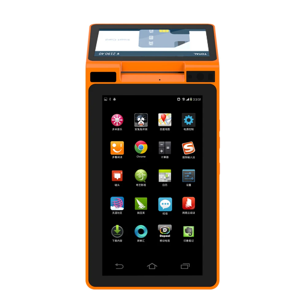 3g двойной экран все в одном оплата Android POS терминал с Bluetooth/NFC/термопринтер