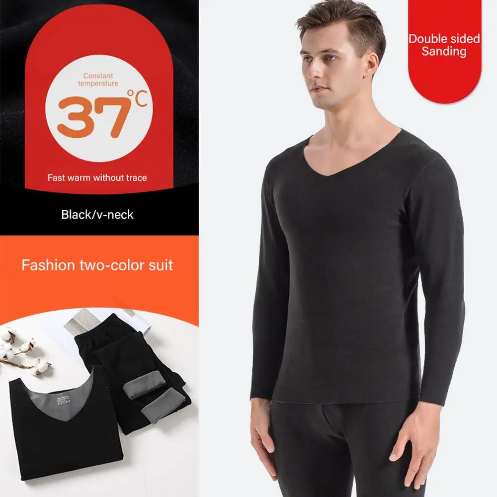 Men's Thermal Underwear Sets Autumn Winter Shirt+Pants Long Johns Thermo Shirt Man Thermal Underwear Shirt Men Tops Size L-3XL