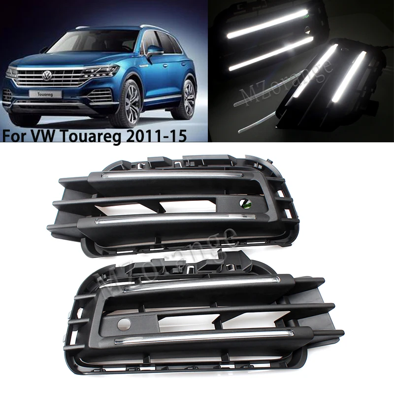 MIZIAUTO 1 комплект светодиодный DRL Дневной ходовой свет для VW Touareg 2011 2012 2013 супер яркий с диммерным управлением