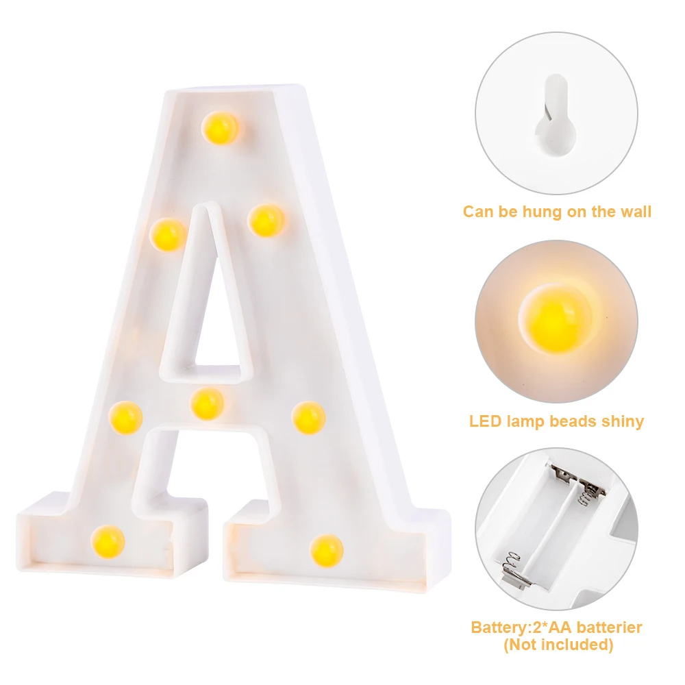 Светодиодный светильник "сделай сам" 26 Английских Букв s 3D светильник алфавита для свадьбы, дня рождения, украшения для дома, вечерние, на батарейках, A-Z