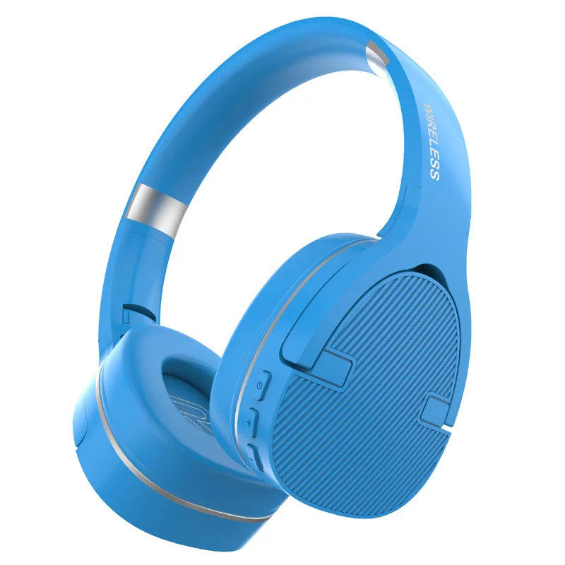 3,5 мм Проводные Bluetooth 5,0 беспроводные наушники эргономичные 3D стерео складные наушники Поддержка TF карты микрофон для смартфона подарок - Цвет: Blue