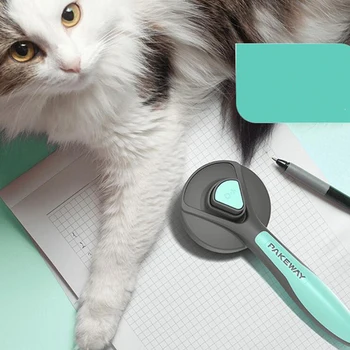 

High Quality Pet Comb Floating Automatic Hair Removal Teddy Flea Comb Golden Big Bristle Brush Combs Rabbit Cat Grooming Comb
