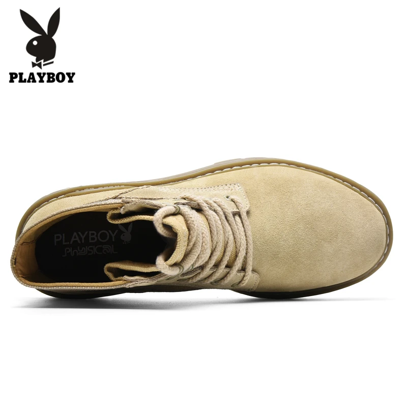 PLAYBOY/Новые мужские ботинки; зимние кожаные ботинки высокого качества; нескользящие ботинки для отдыха; мужские кроссовки на шнуровке в стиле ретро; повседневная обувь