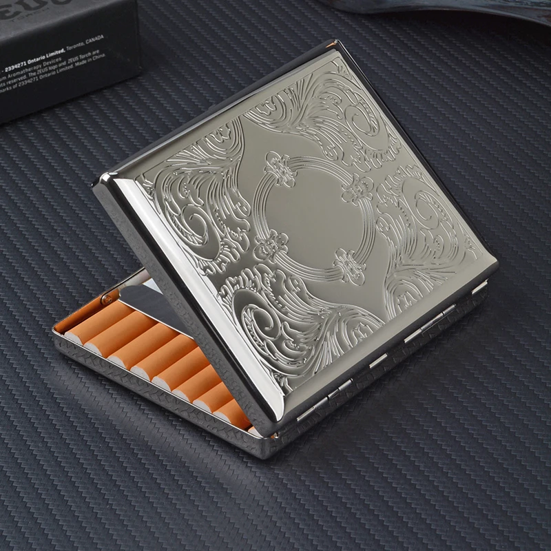Gold Cigarette Case Metal Cigarette Box Cigarette Case for 20 Cigarettes Antique Stainless Steel Cigarette Case with Engraving Elegant Look and Special Qualities