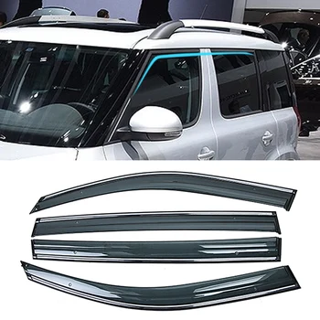 

For SKODA Yeti 5L 2009-2017 Car Window Sun Rain Shade Visors Shield Awnings Shelter Protector Cover Trim Frame Exterior Sticker