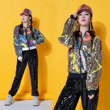 Костюмы в стиле хип-хоп с пайетками, женская одежда для джазовых танцев, одежда для уличных танцев, одежда для сцены, одежда для ночного клуба, Dj Gogo, одежда для танцоров DC3472