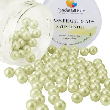 

1 Box 10mm Diameter Dyed Pearlized Glass Pearl Round Beads about 100Pcs/Box