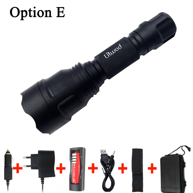 Option E Litwod Z10 высокомощный C8 фонарик Cree XML2 T6 Q5 светодиодный фонарик, фонарь, lanterna велосипед, Самозащита, кемпинг свет, лампа - Испускаемый цвет: Option E