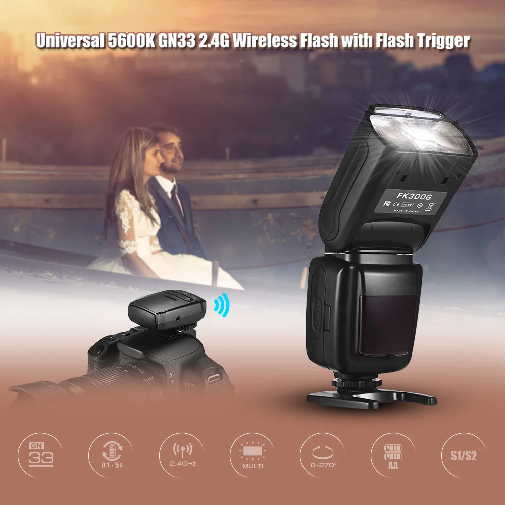 Универсальная вспышка Speedlite 2,4G Беспроводная вспышка 5600K с триггером для Canon Nikon DSLR для камер sony A7 серии ILDC