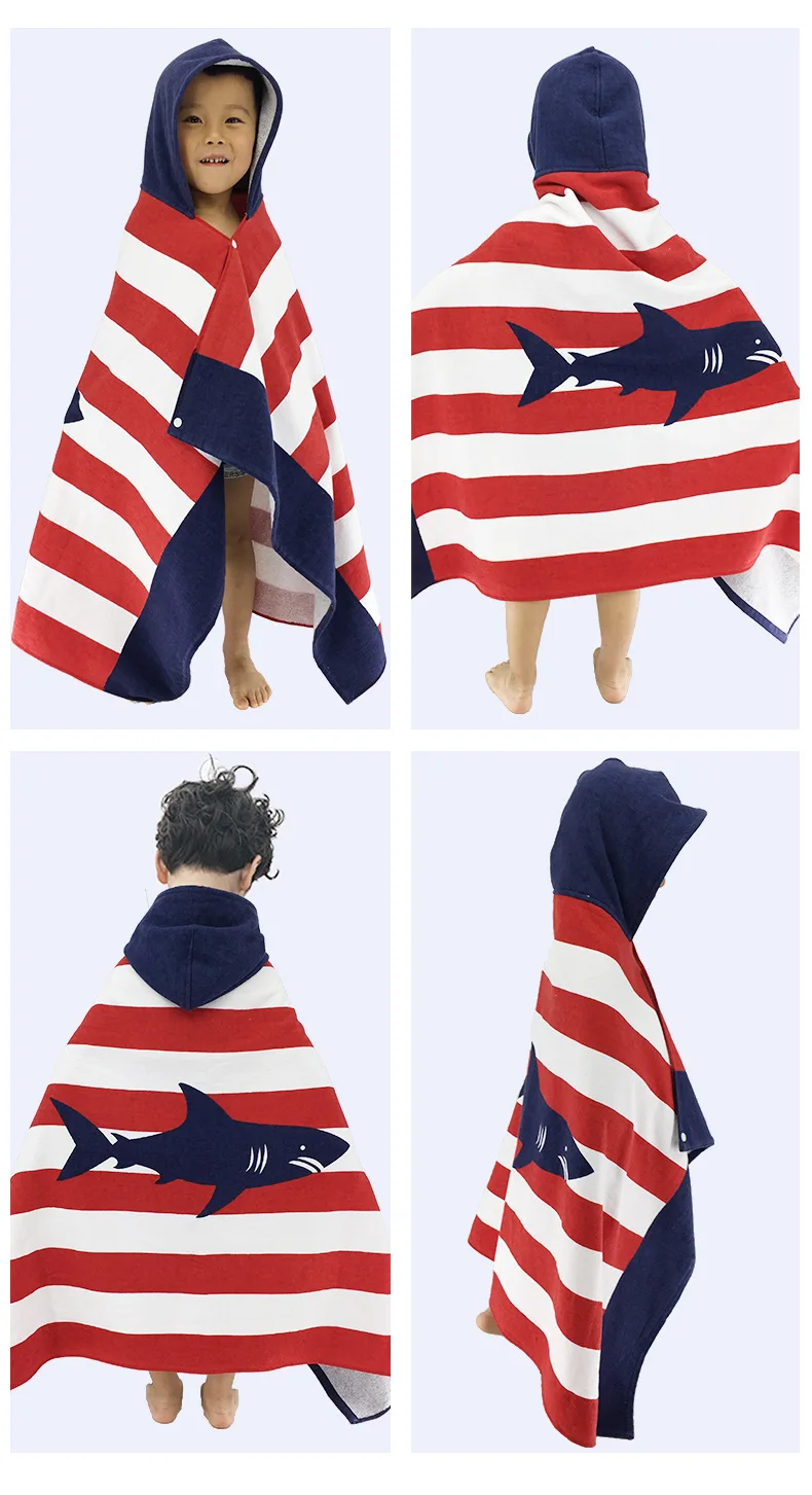Beach Towel Euro-American Cartoon Formaldehyde-free Children Gauze Cotton Adult Can Wear Bath Towel Cloak Lengthened 127*76cm