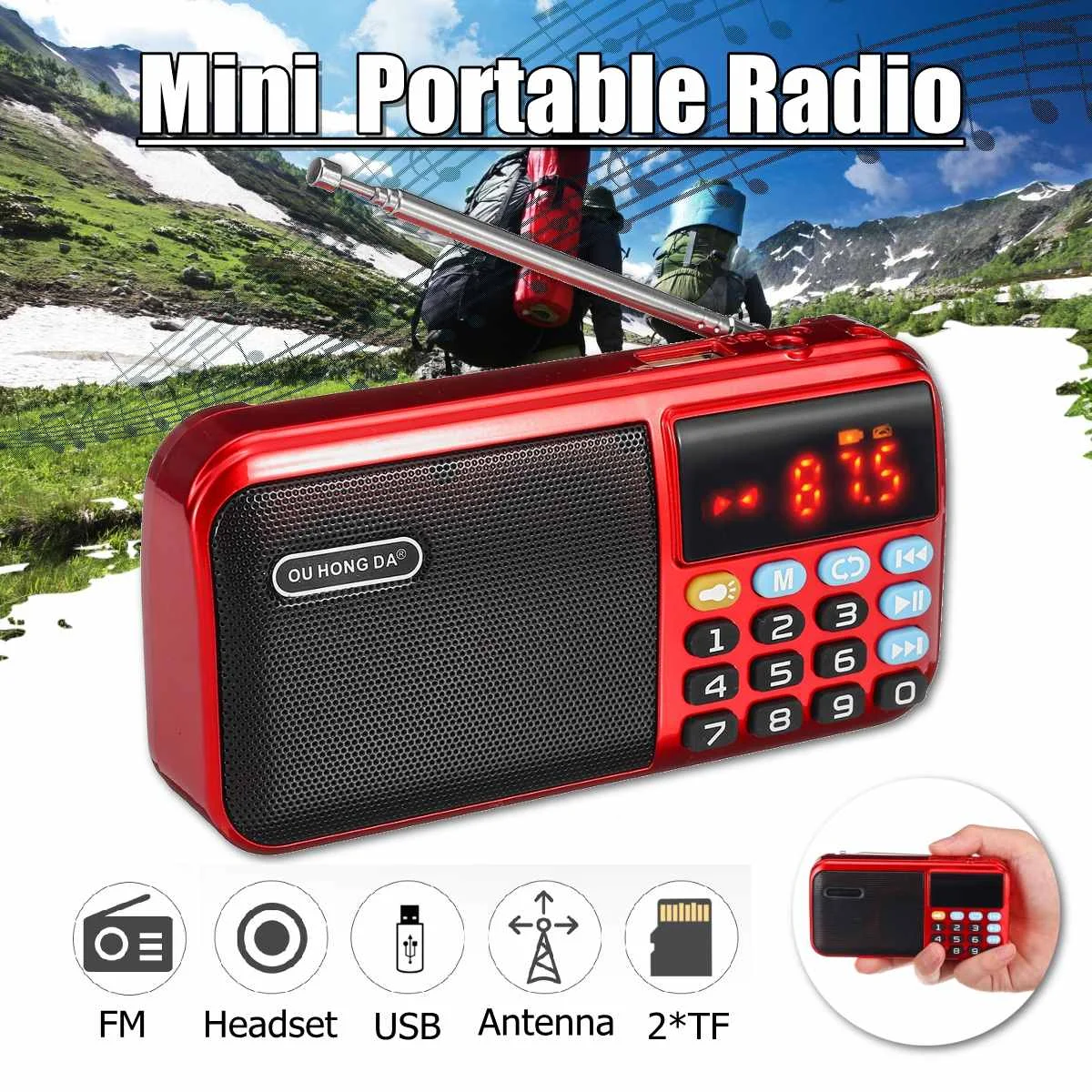 Новый портативный мини FM 70 140 Гц радио TF карта USB для ПК телефона с светодиодный