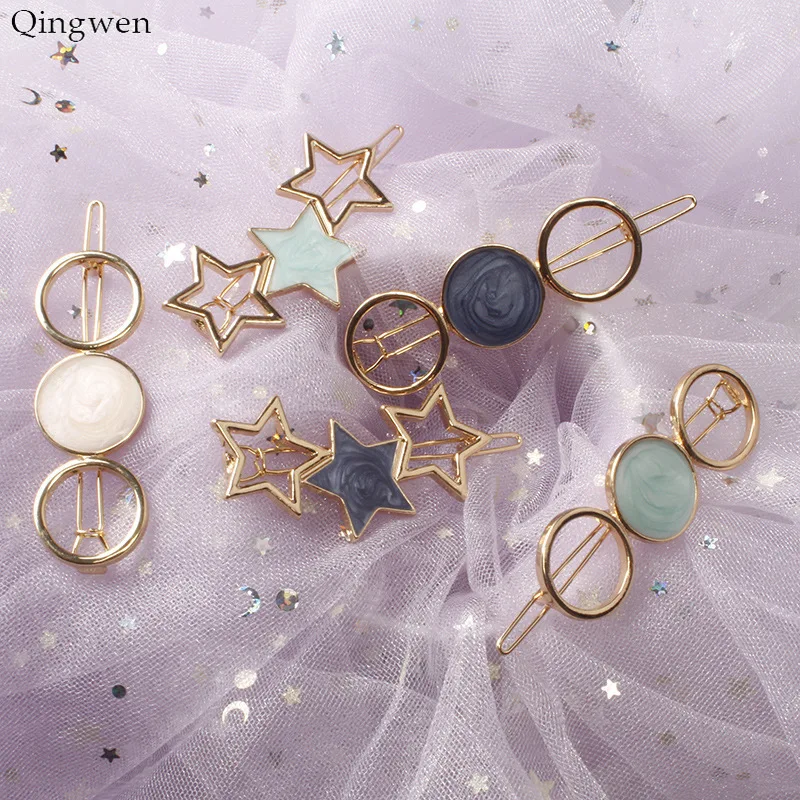 

Qingwen 2019 Fashion Jewelry Women Round Star Alloy Hair Clip Headwear Headband Hairpin Barrette Wedding Hair Accessories