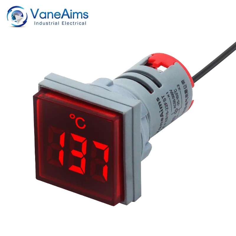 Thermometer VaneAims 22mm opening hole AC power supply Temperature measuring instrument Digital display LED thermometer-25~150℃ digital thermometer