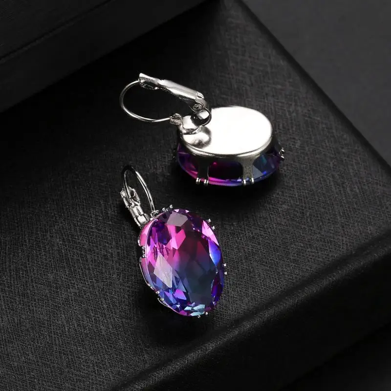 Серьги красочные 13*18 мм Циркон Белое Золото Заполненные Серьги-кольца