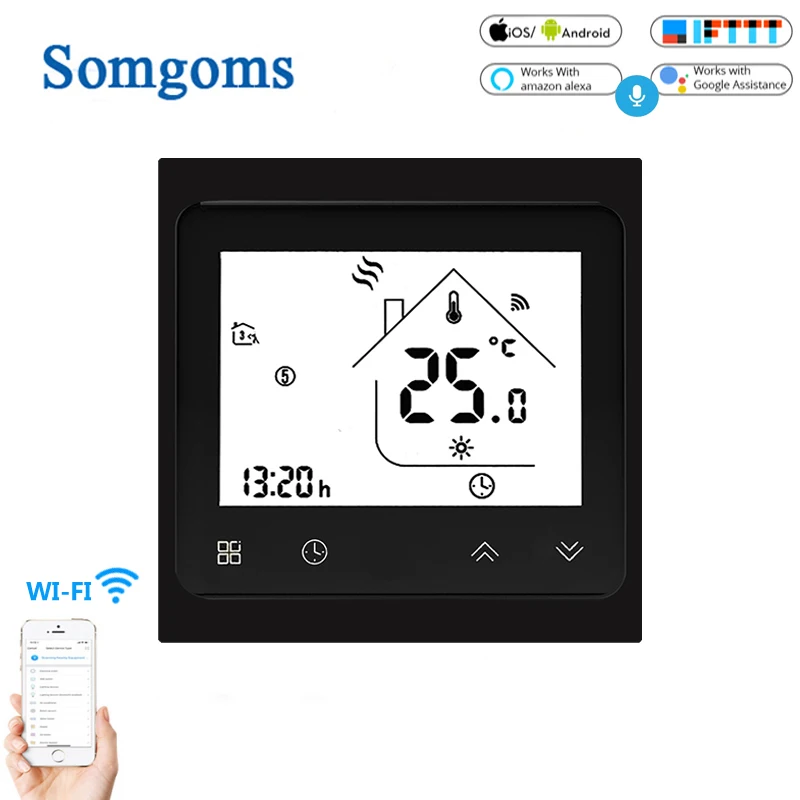 

Smart Thermostat WiFi Temperature Controller Smart Life APP Remote Control for Electric Heating Works with Alexa Google Home 16A