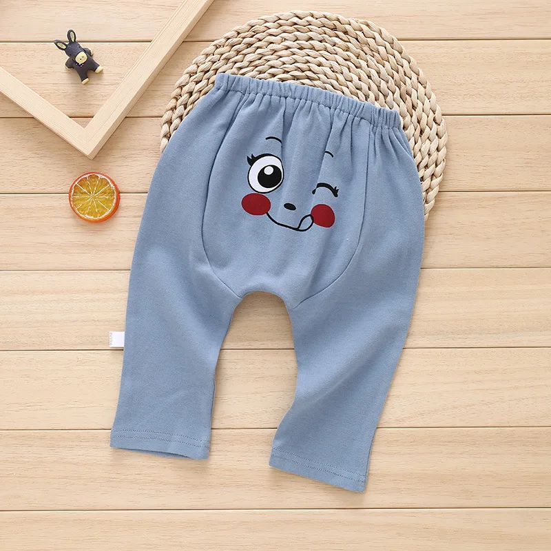 Casual Style Children Casual Trousers Cotton Ruched Mid Cartoon Cotton Full Length Unisex Elastic Waist Cross-Pants Cute