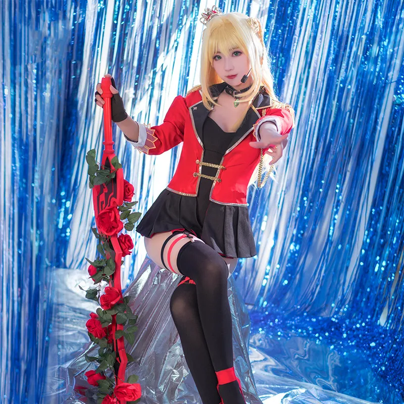 Аниме! Fate Grand Order черное блестящее церемониальное платье боевой костюм Idol