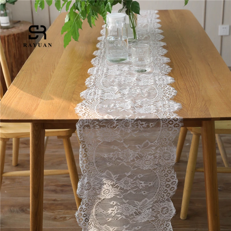 RAYUAN White Lace Table Runner Placemat Tea Mats Yarn Table Placemat Pad Ceiling Decor Home Cafe Restaurant Decoration