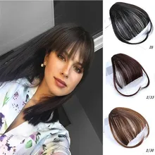 Xuanguang blunt franja клип-в escuro luz marrom preto sintético franja de cabelo falso cores puras " plana bang cabelo pedas