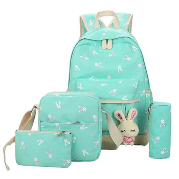 

School Bags for Teenagers Girls Schoolbag Large Capacity Ladies Printing School Backpack Set Rucksack Bagpack Cute Book Bags