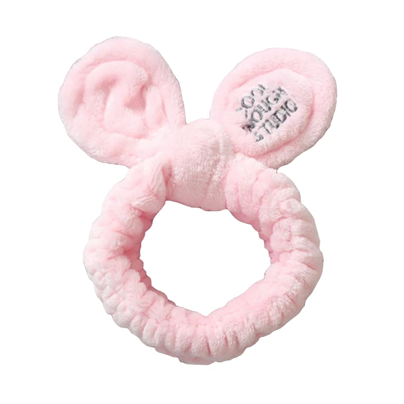 Pink Bear Ears M MISM 1 шт., Коралловая Флисовая Повязка на голову, модные повязки для волос с буквенным принтом и бантом для мытья лица для женщин/девушек, повязки для волос, аксессуары для волос, повязка на голову - Цвет: Pink Bear Ears