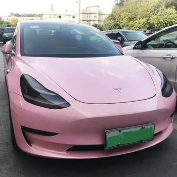 

18Mx1.52M Satin BarbiePink PVC Vinyl Wrap for Car Whole Body Auto Styling Matt Pink Decals Sticker Film Roll