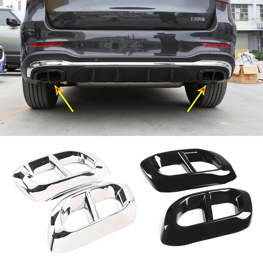 2pcs Car Muffler Exhaust Pipe Tail Cover Trim Exterior Accessories For Mercedes Benz GLE 350 GLE 450 GLC GLS W167 X253 X167 2020