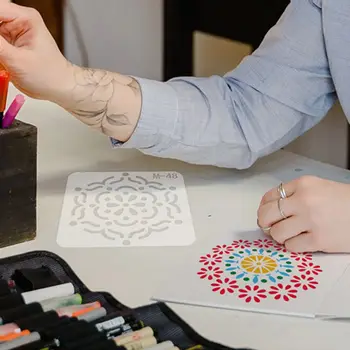 

4/48pcs Mandala Stencils DIY Drawing Template Painting Scrapbooking Paper Card Embossing Album Decorative Craft