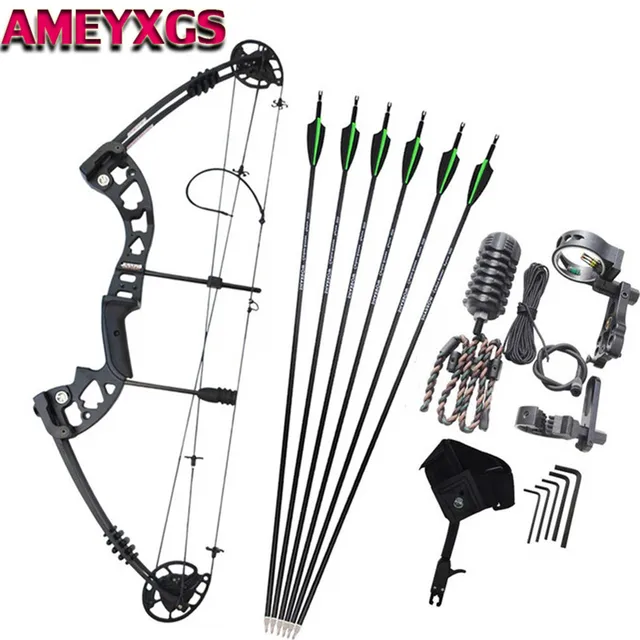  US $177.98 Archery Compound Arrow Sets 55lbs Adjustable Hunting With Carbon Arrows Right 