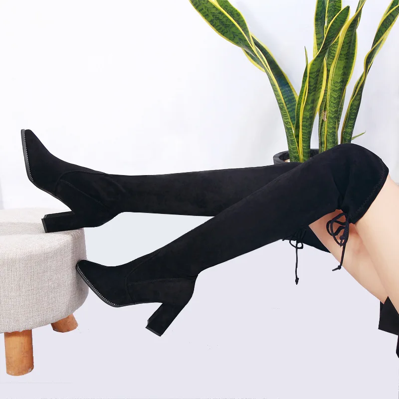 

Boots Woman 2019 With Sharp Woman Boots High With Thin Overknee Elastic Boots