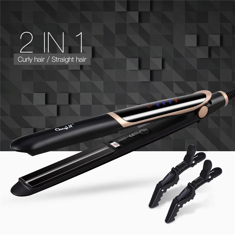 CkeyiN plancha de pelo profesional con pantalla LED, rizador de pelo,  hierro infrarrojo de iones negativos, para alisar y corrugar el cabello| Planchas de pelo| - AliExpress